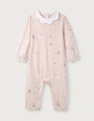 Organic Cotton Polar Bear Scallop Collar Sleepsuit (0–24mths)