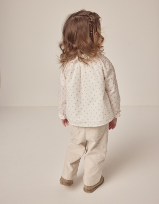 Organic Cotton Polka Dot Textured Blouse & Cord Trousers Set (0–18mths)