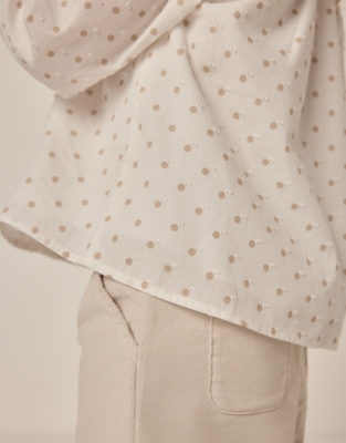 Organic Cotton Polka Dot Textured Blouse & Cord Trousers Set (0–18mths)