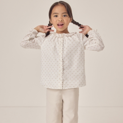 Organic Cotton Polka Dot Textured Blouse & Cord Trousers Set (18mths–6yrs)