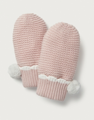 Organic Cotton Pom-Pom Mittens (0–6rs)