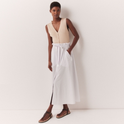 Organic Cotton Poplin Drawstring Waist Skirt