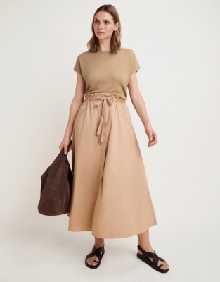 Organic Cotton Poplin Drawstring Waist Skirt