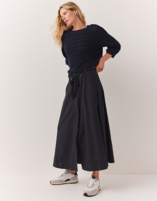 Organic Cotton Poplin Drawstring Waist Skirt