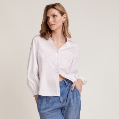 Organic Cotton Poplin Embroidered Sleeve Shirt