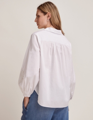 Organic Cotton Poplin Embroidered Sleeve Shirt