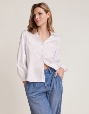 Organic Cotton Poplin Embroidered Sleeve Shirt
