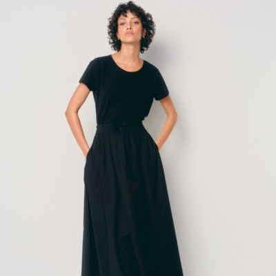 Organic Cotton Poplin Midi Skirt