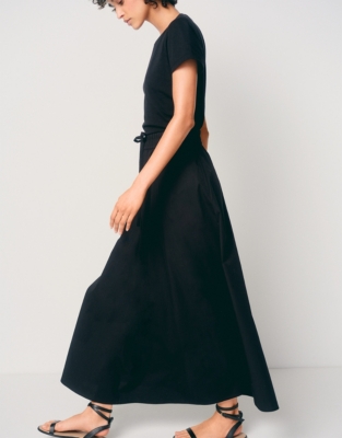 Organic Cotton Poplin Midi Skirt