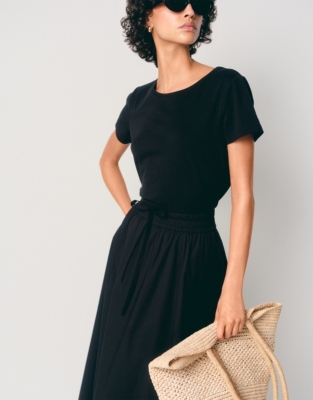 Organic Cotton Poplin Midi Skirt