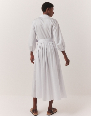 Organic Cotton Poplin Shirt Dress  - White