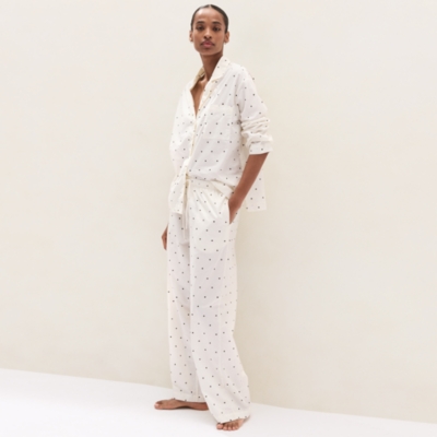 Organic Cotton Poplin Spot Print Relaxed Pyjama Set