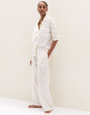 Organic Cotton Poplin Spot Print Relaxed Pyjama Set