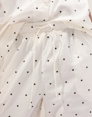 Organic Cotton Poplin Spot Print Relaxed Pyjama Set