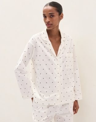 Organic Cotton Poplin Spot Print Relaxed Pyjama Set