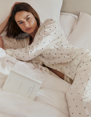 Organic Cotton Poplin Spot Print Relaxed Pyjama Set
