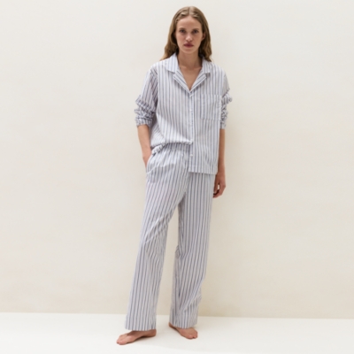 Organic Cotton Poplin Stripe Pyjama Bottoms
