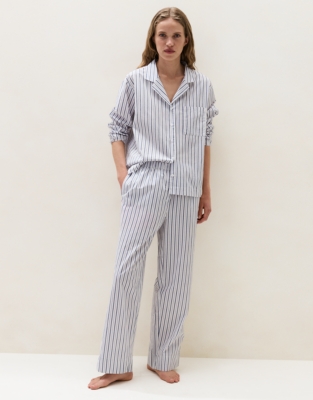 Organic Cotton Poplin Stripe Pyjama Bottoms