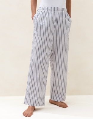 Organic Cotton Poplin Stripe Pyjama Bottoms