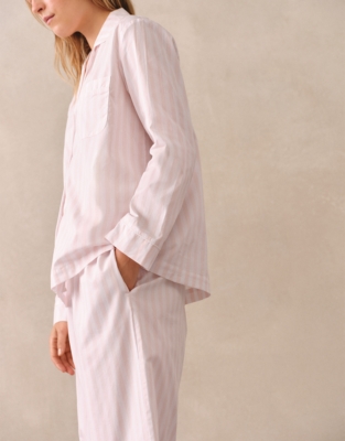Organic Cotton Poplin Stripe Pyjama Set - Pink Stripe