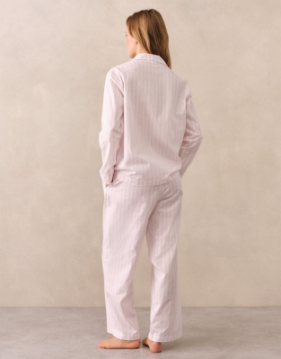 Organic Cotton Poplin Stripe Pyjama Set - Pink Stripe