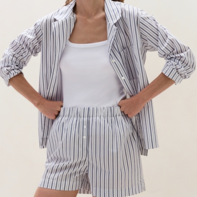 Organic Cotton Poplin Stripe Pyjama Shorts