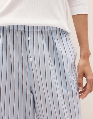 Organic Cotton Poplin Stripe Relaxed Pyjama Bottoms 
