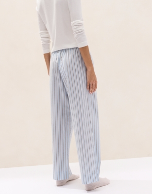 Organic Cotton Poplin Stripe Relaxed Pyjama Bottoms 