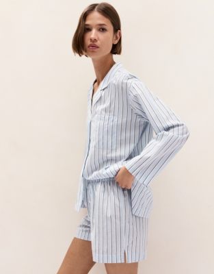 Organic Cotton Poplin Stripe Relaxed Pyjama Top