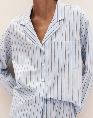 Organic Cotton Poplin Stripe Relaxed Pyjama Top