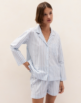 Organic Cotton Poplin Stripe Relaxed Pyjama Top