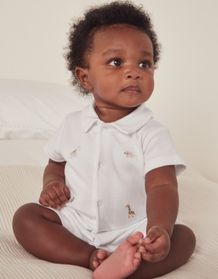 Organic Cotton Popper Down Embroidered Shortie (0—24mths)