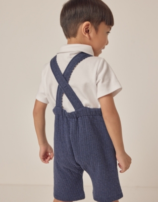 Organic Cotton Quilted Dungarees & Polo Top Set (18mths–6yrs)