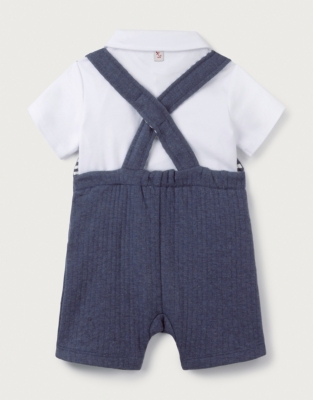 Organic Cotton Quilted Dungarees & Polo Top Set (18mths–6yrs)