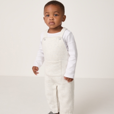 Organic Cotton Quilted Dungarees & Top Set (0–24mths)