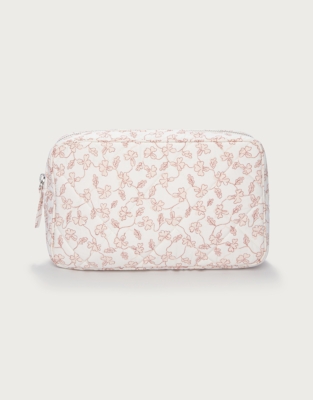 Organic Cotton Quilted Floral Wash Bag