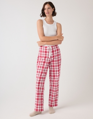 Organic Cotton Red Check Pyjama Bottoms