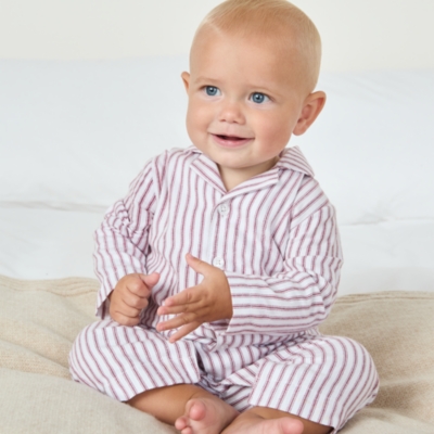 Organic Cotton Red Stripe Sleepsuit (0–24mths)