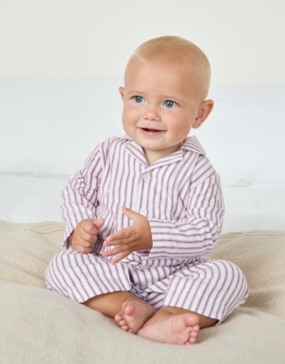 Organic Cotton Red Stripe Sleepsuit (0–24mths)