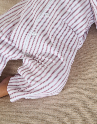 Organic Cotton Red Stripe Sleepsuit (0–24mths)