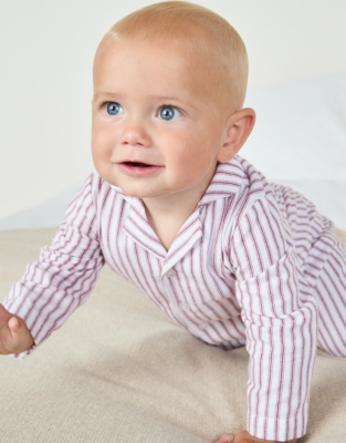 Organic Cotton Red Stripe Sleepsuit (0–24mths)