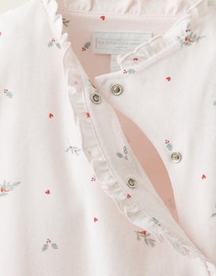 Organic-Cotton Regular Fit Holly & Hearts Wrap Sleepsuit (0–2yrs)