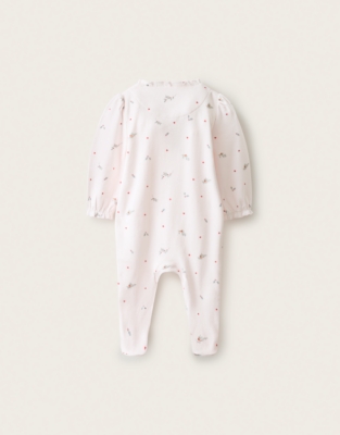 Organic-Cotton Regular Fit Holly & Hearts Wrap Sleepsuit (0–2yrs)