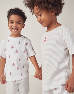 Organic Cotton Regular Fit Sailboat & Stripe Pyjamas – Set of 2 (1–12yrs)