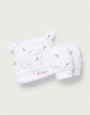 Organic Cotton Reindeer & Star Hat & Mittens Set (0–12mths)