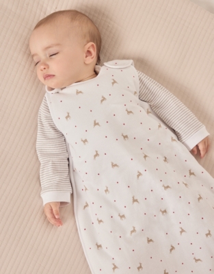 Organic Cotton Reindeer & Star Sleeping Bag – 2.5 Tog
