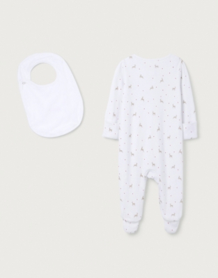 Organic Cotton Reindeer & Star Sleepsuit & Bib Set (0–24mths)