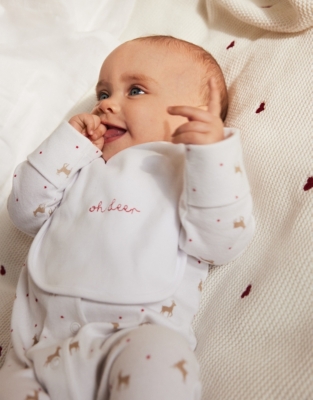 Organic Cotton Reindeer & Star Sleepsuit & Bib Set (0–24mths)