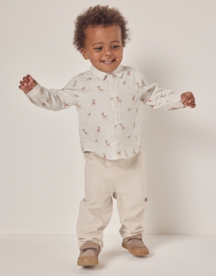 Organic Cotton Reindeer Shirt & Cord Trousers Set (0–6yrs)