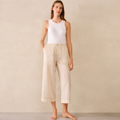 Organic Cotton Relaxed Cropped Pyjama Bottoms
